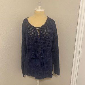 Etcetera Blue Bulky Knit Sweater (See Thru)